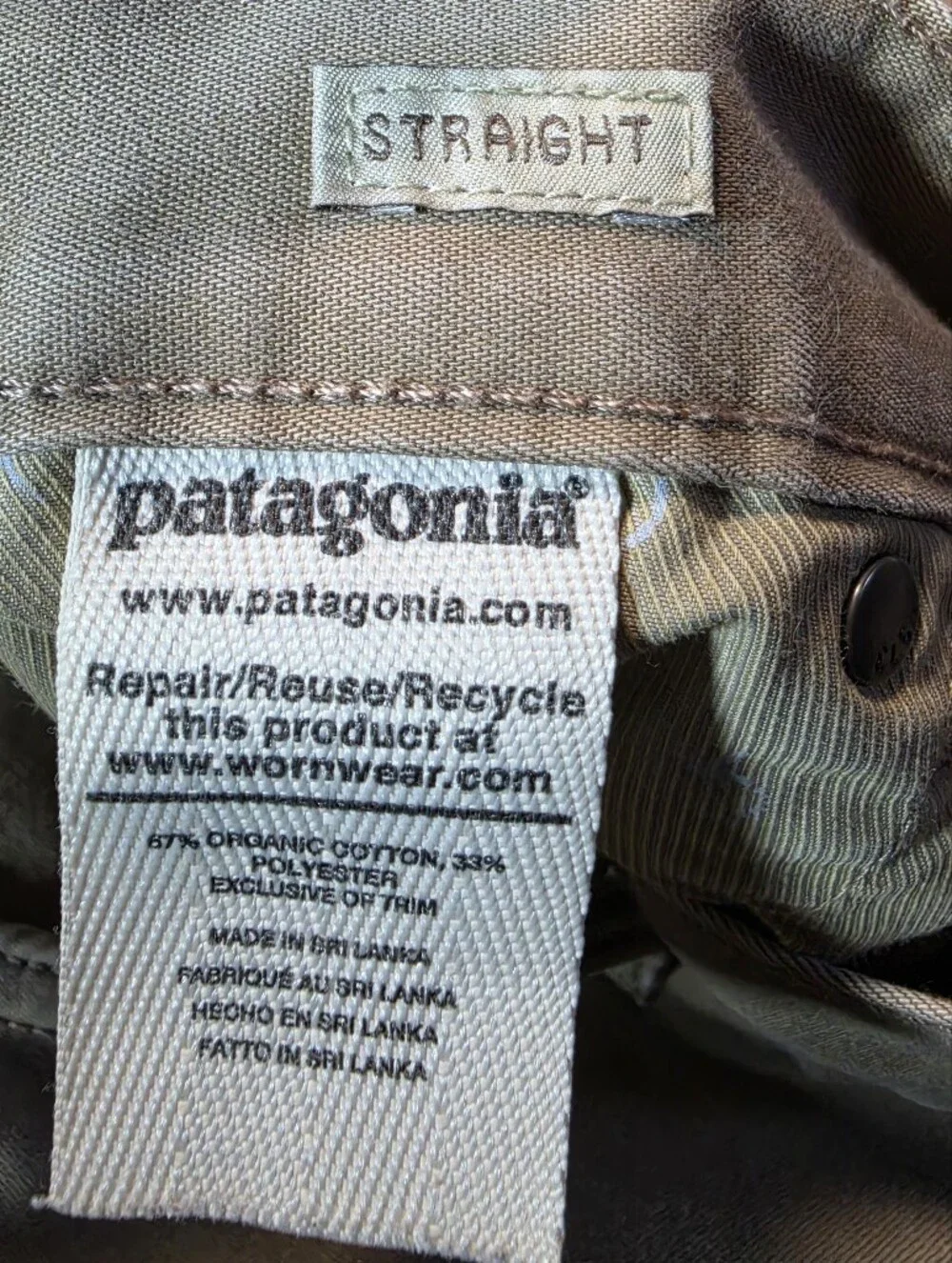 Patagonia Performance Twill Pants 34x32 Khaki Beige Organic Cotton Style 56490